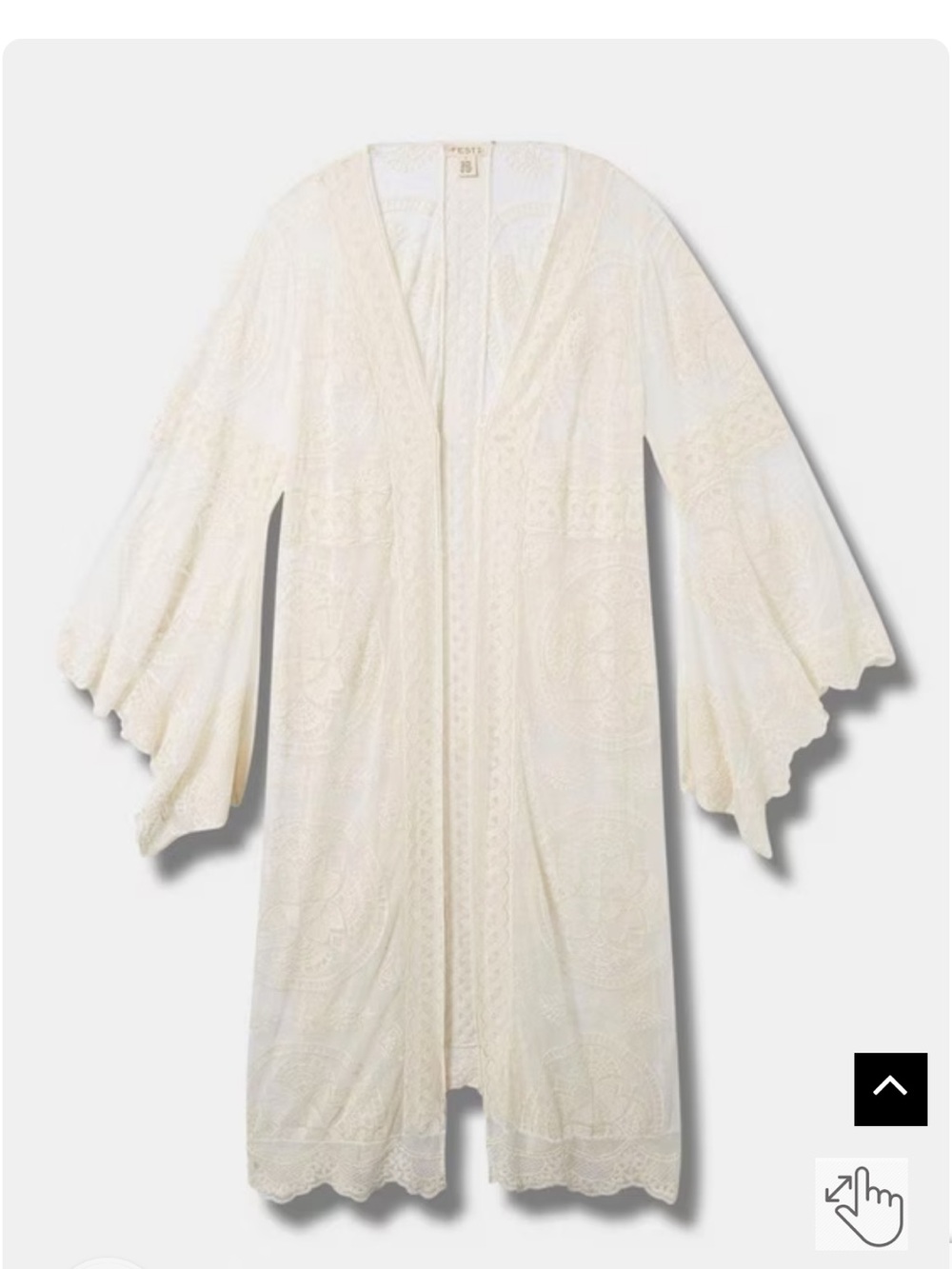 Torrid Festi white lace kimono with bell sleeves, size 4X. Brand new with tags